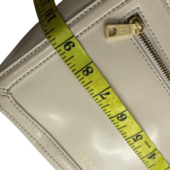 Lauren Ralph Lauren Cream Leather Crossbody Bag With Adjustable Strap & Gold - Picture 7 of 12